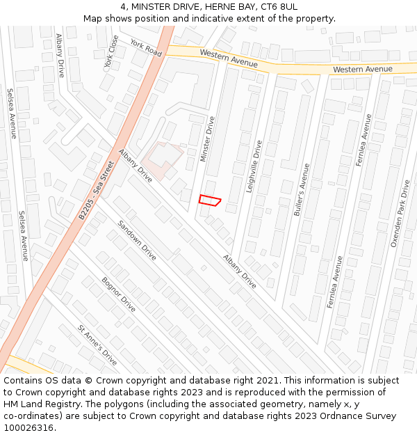 4, MINSTER DRIVE, HERNE BAY, CT6 8UL: Location map and indicative extent of plot