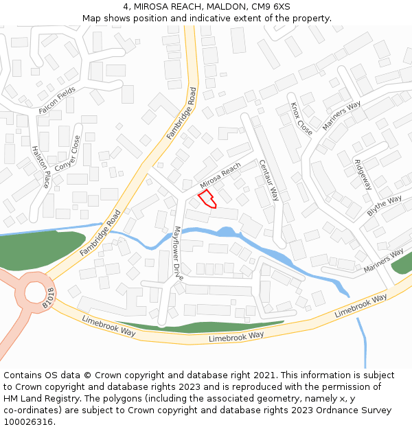 4, MIROSA REACH, MALDON, CM9 6XS: Location map and indicative extent of plot