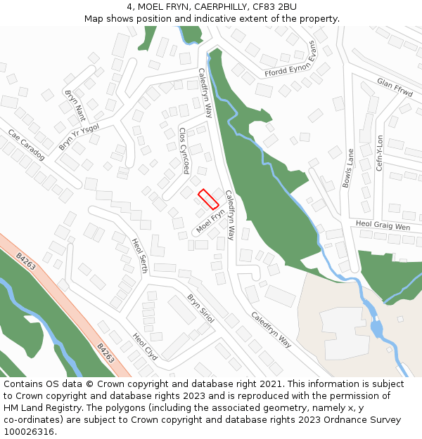 4, MOEL FRYN, CAERPHILLY, CF83 2BU: Location map and indicative extent of plot