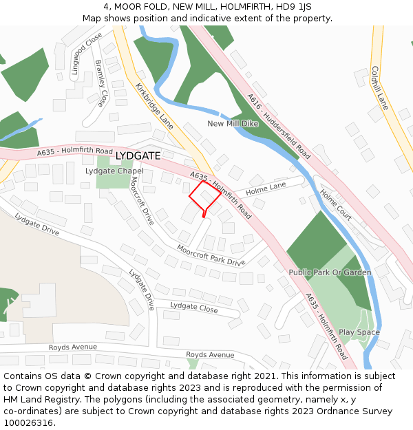 4, MOOR FOLD, NEW MILL, HOLMFIRTH, HD9 1JS: Location map and indicative extent of plot