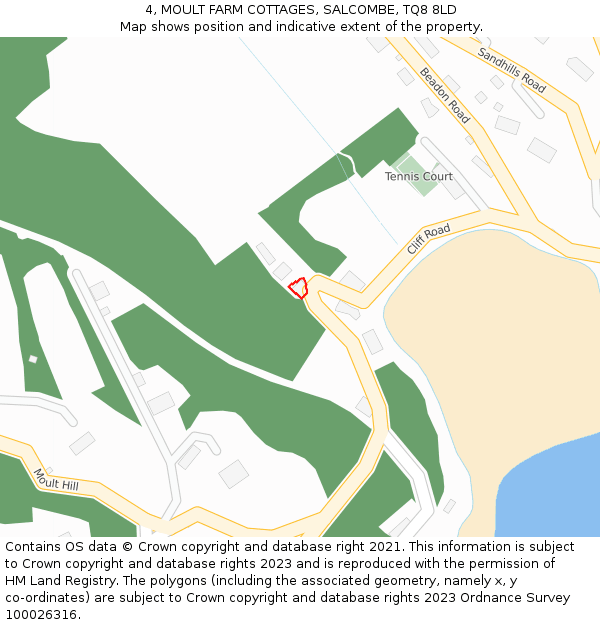 4, MOULT FARM COTTAGES, SALCOMBE, TQ8 8LD: Location map and indicative extent of plot