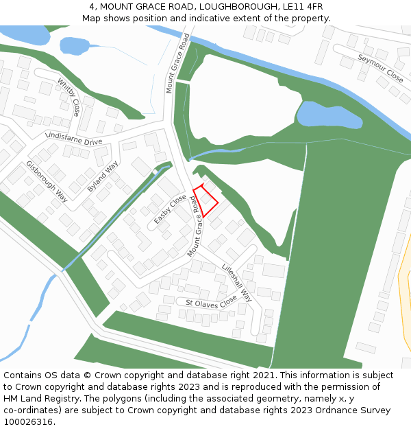 4, MOUNT GRACE ROAD, LOUGHBOROUGH, LE11 4FR: Location map and indicative extent of plot