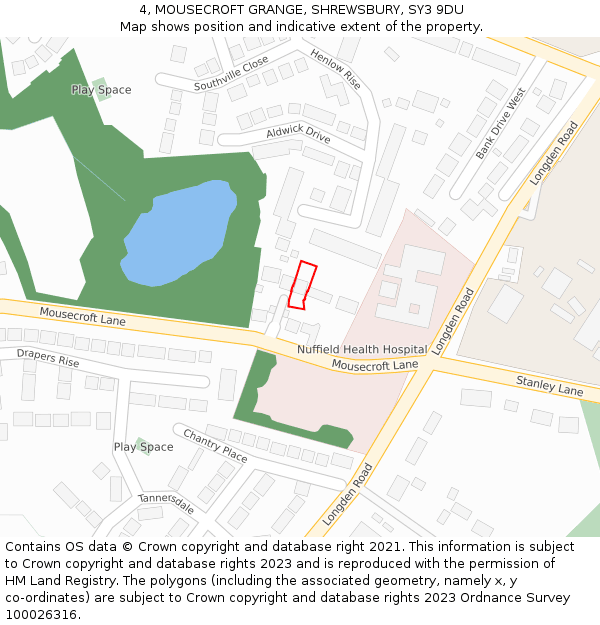 4, MOUSECROFT GRANGE, SHREWSBURY, SY3 9DU: Location map and indicative extent of plot