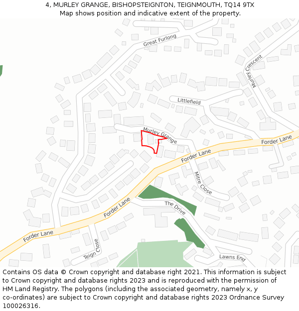 4, MURLEY GRANGE, BISHOPSTEIGNTON, TEIGNMOUTH, TQ14 9TX: Location map and indicative extent of plot