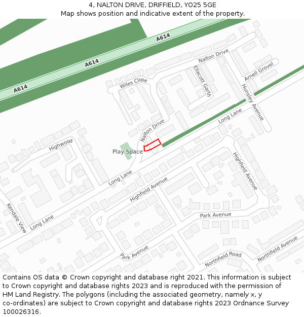 4, NALTON DRIVE, DRIFFIELD, YO25 5GE: Location map and indicative extent of plot