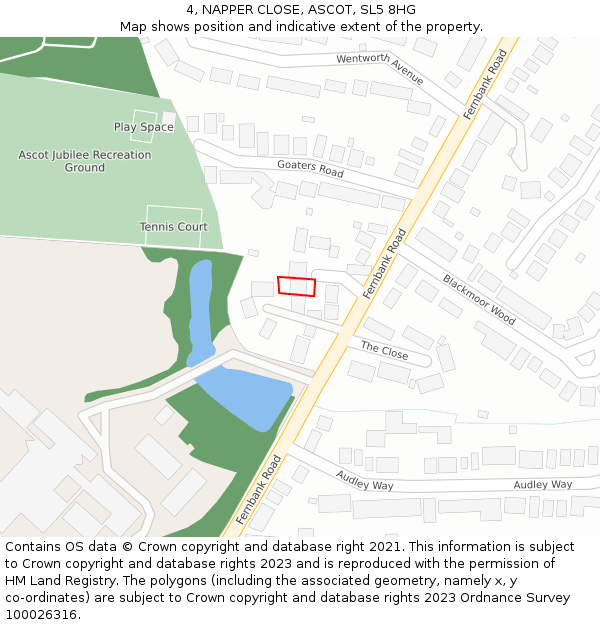4, NAPPER CLOSE, ASCOT, SL5 8HG: Location map and indicative extent of plot