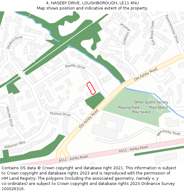 4, NASEBY DRIVE, LOUGHBOROUGH, LE11 4NU: Location map and indicative extent of plot