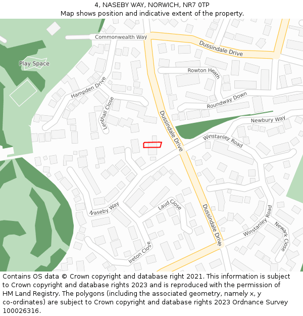 4, NASEBY WAY, NORWICH, NR7 0TP: Location map and indicative extent of plot