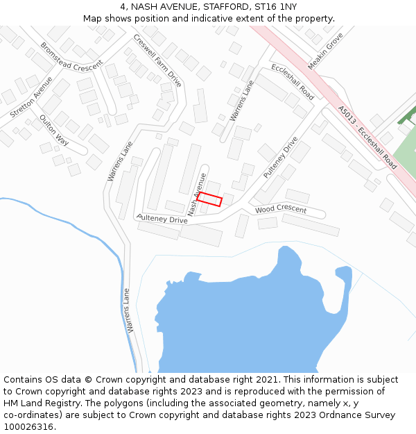 4, NASH AVENUE, STAFFORD, ST16 1NY: Location map and indicative extent of plot