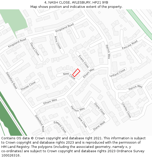 4, NASH CLOSE, AYLESBURY, HP21 9YB: Location map and indicative extent of plot
