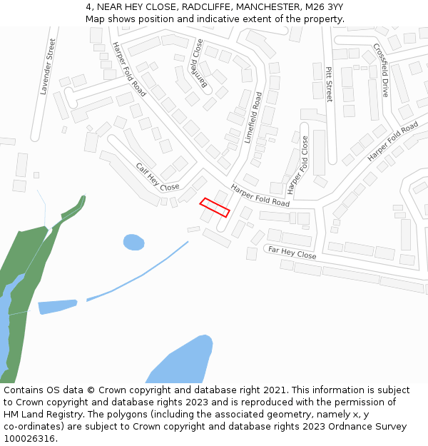 4, NEAR HEY CLOSE, RADCLIFFE, MANCHESTER, M26 3YY: Location map and indicative extent of plot