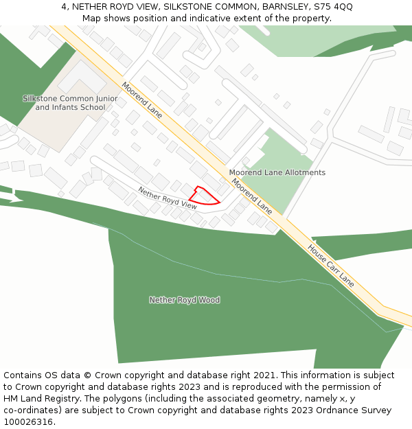 4, NETHER ROYD VIEW, SILKSTONE COMMON, BARNSLEY, S75 4QQ: Location map and indicative extent of plot