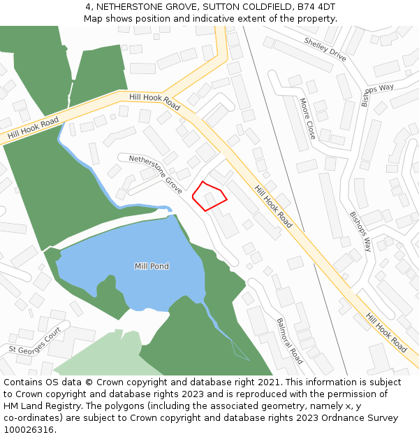 4, NETHERSTONE GROVE, SUTTON COLDFIELD, B74 4DT: Location map and indicative extent of plot