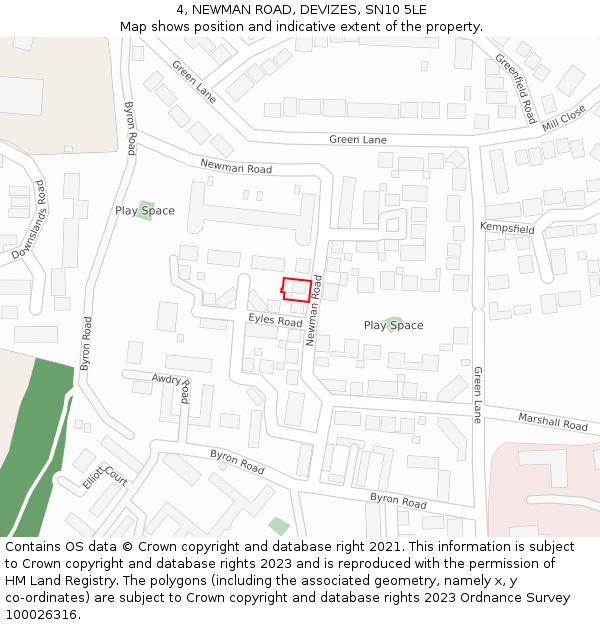 4, NEWMAN ROAD, DEVIZES, SN10 5LE: Location map and indicative extent of plot