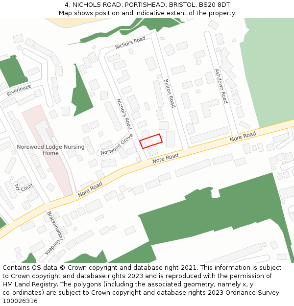 4, NICHOLS ROAD, PORTISHEAD, BRISTOL, BS20 8DT: Location map and indicative extent of plot