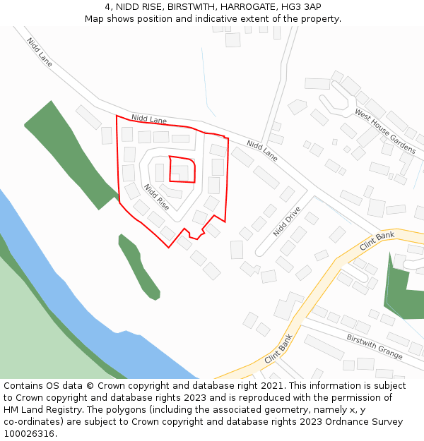4, NIDD RISE, BIRSTWITH, HARROGATE, HG3 3AP: Location map and indicative extent of plot