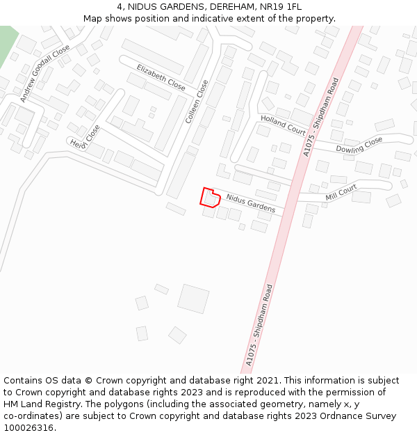 4, NIDUS GARDENS, DEREHAM, NR19 1FL: Location map and indicative extent of plot