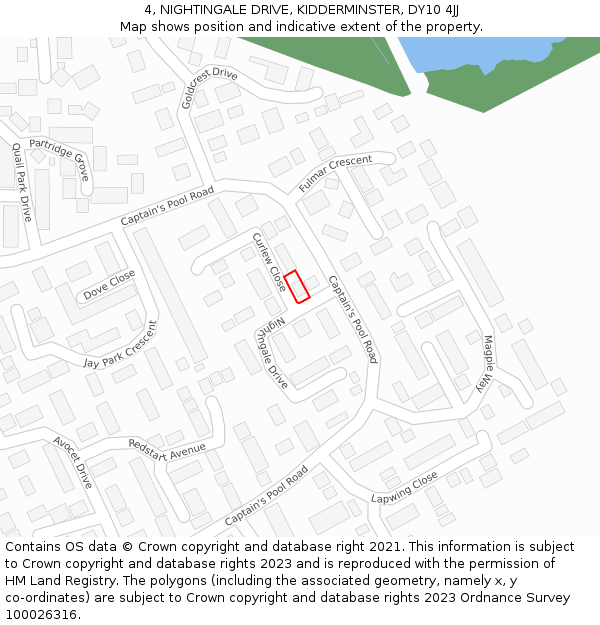 4, NIGHTINGALE DRIVE, KIDDERMINSTER, DY10 4JJ: Location map and indicative extent of plot