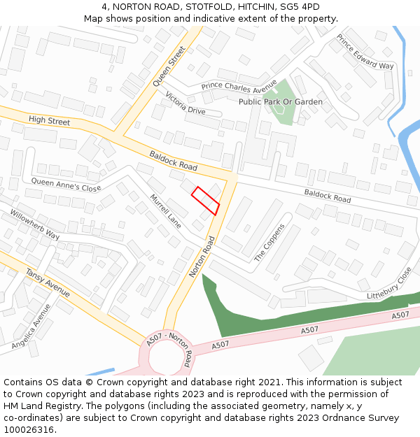 4, NORTON ROAD, STOTFOLD, HITCHIN, SG5 4PD: Location map and indicative extent of plot