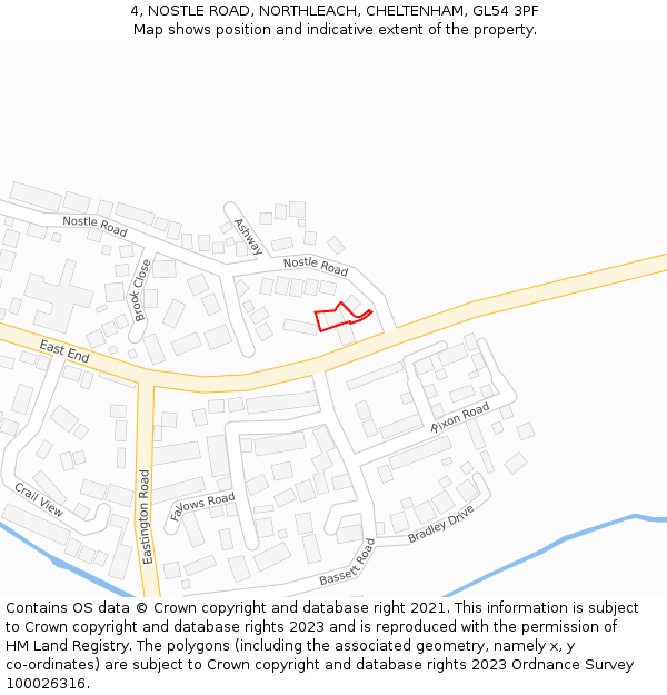 4, NOSTLE ROAD, NORTHLEACH, CHELTENHAM, GL54 3PF: Location map and indicative extent of plot