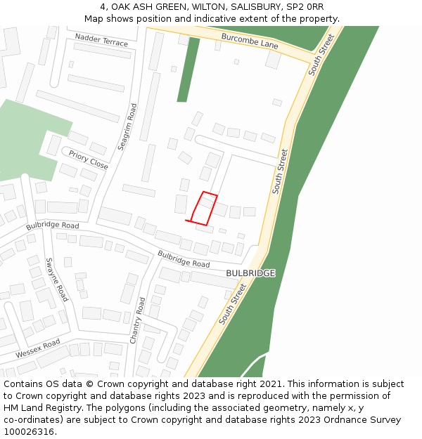 4, OAK ASH GREEN, WILTON, SALISBURY, SP2 0RR: Location map and indicative extent of plot