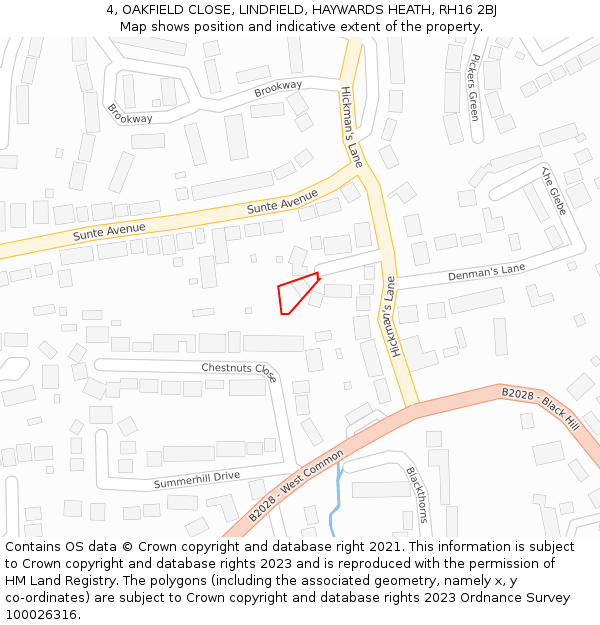 4, OAKFIELD CLOSE, LINDFIELD, HAYWARDS HEATH, RH16 2BJ: Location map and indicative extent of plot