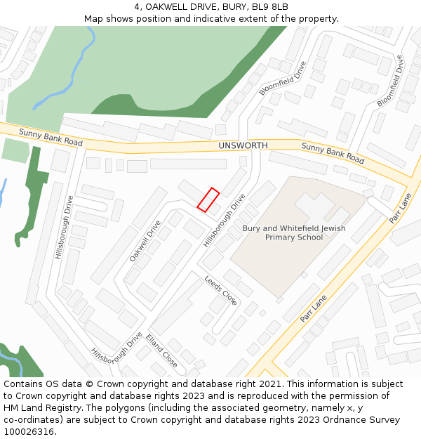 4, OAKWELL DRIVE, BURY, BL9 8LB: Location map and indicative extent of plot