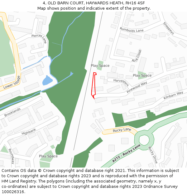 4, OLD BARN COURT, HAYWARDS HEATH, RH16 4SF: Location map and indicative extent of plot