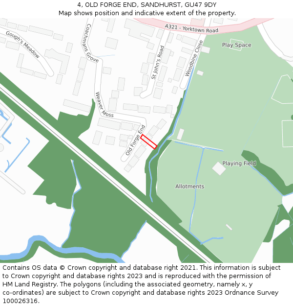 4, OLD FORGE END, SANDHURST, GU47 9DY: Location map and indicative extent of plot