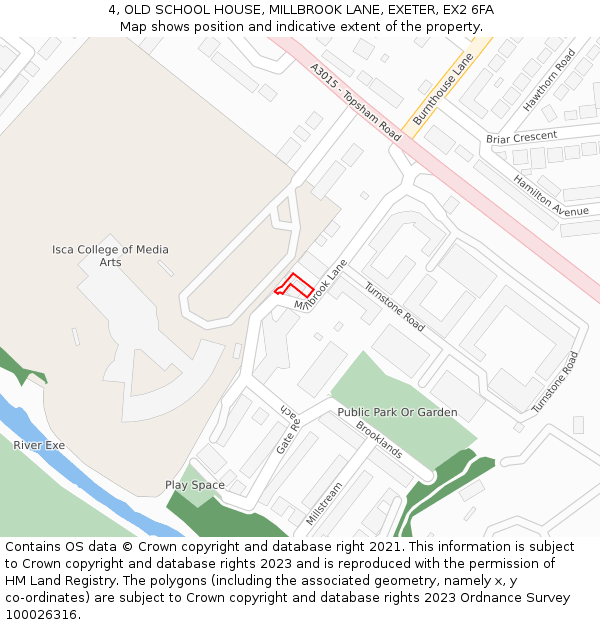 4, OLD SCHOOL HOUSE, MILLBROOK LANE, EXETER, EX2 6FA: Location map and indicative extent of plot
