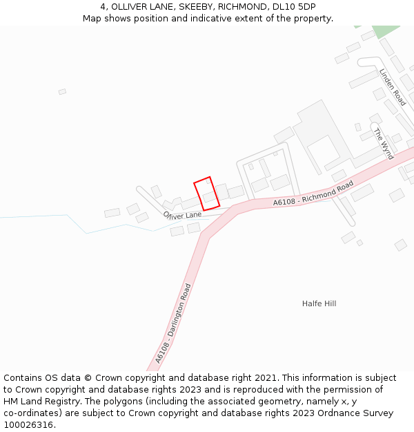 4, OLLIVER LANE, SKEEBY, RICHMOND, DL10 5DP: Location map and indicative extent of plot