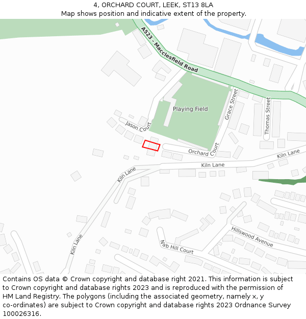 4, ORCHARD COURT, LEEK, ST13 8LA: Location map and indicative extent of plot
