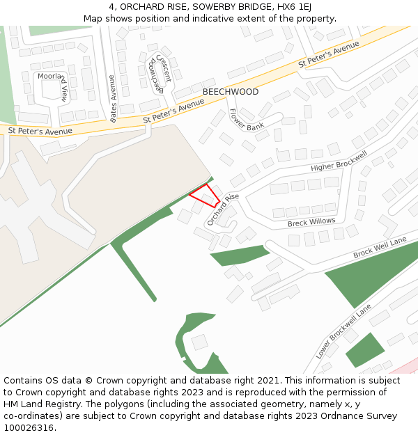 4, ORCHARD RISE, SOWERBY BRIDGE, HX6 1EJ: Location map and indicative extent of plot
