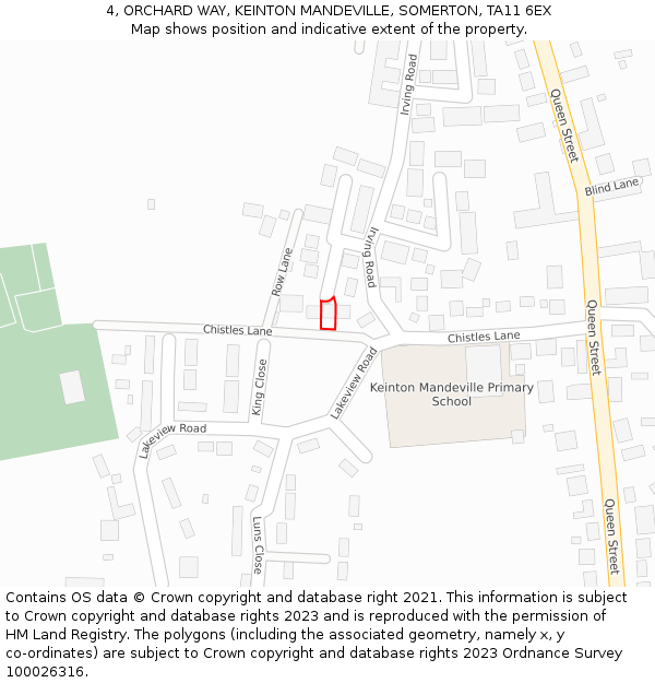 4, ORCHARD WAY, KEINTON MANDEVILLE, SOMERTON, TA11 6EX: Location map and indicative extent of plot
