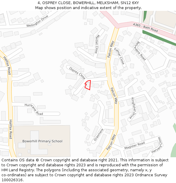 4, OSPREY CLOSE, BOWERHILL, MELKSHAM, SN12 6XY: Location map and indicative extent of plot