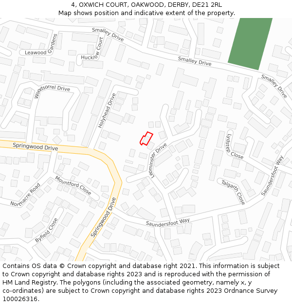 4, OXWICH COURT, OAKWOOD, DERBY, DE21 2RL: Location map and indicative extent of plot