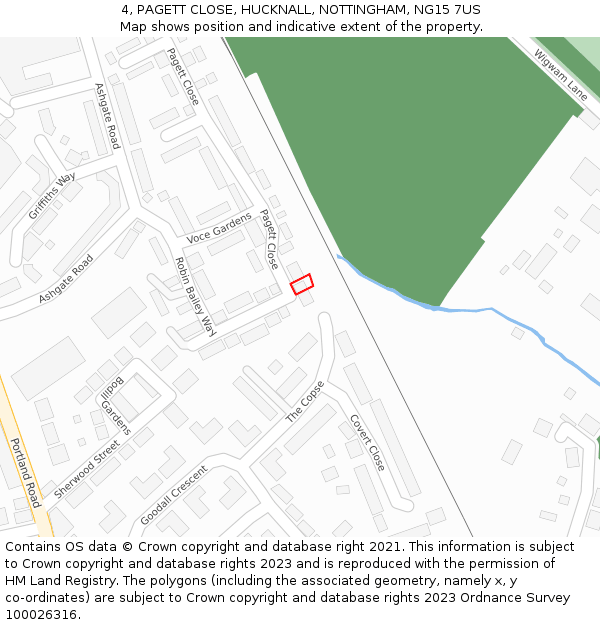 4, PAGETT CLOSE, HUCKNALL, NOTTINGHAM, NG15 7US: Location map and indicative extent of plot