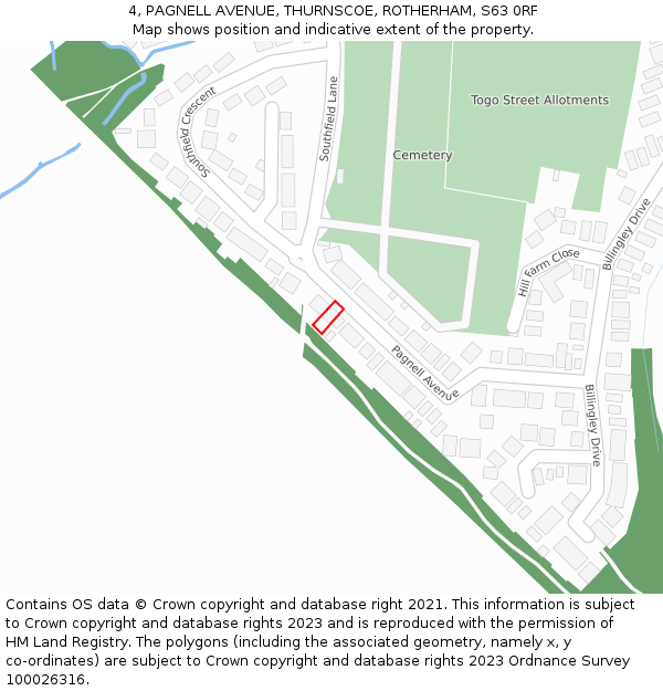 4, PAGNELL AVENUE, THURNSCOE, ROTHERHAM, S63 0RF: Location map and indicative extent of plot