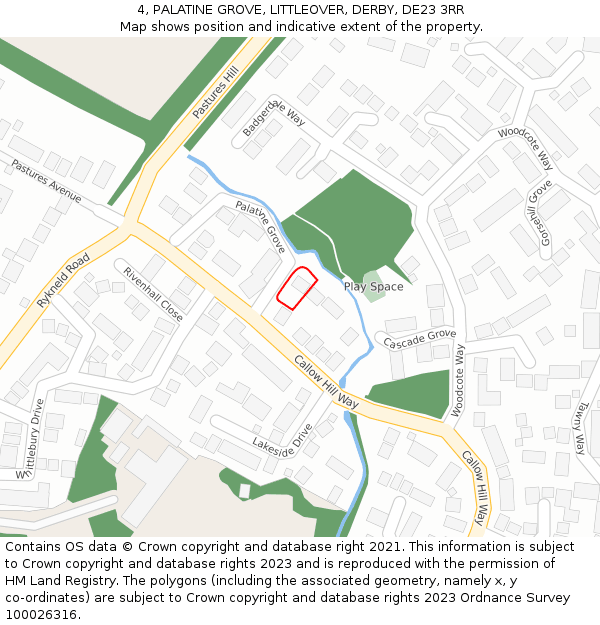 4, PALATINE GROVE, LITTLEOVER, DERBY, DE23 3RR: Location map and indicative extent of plot
