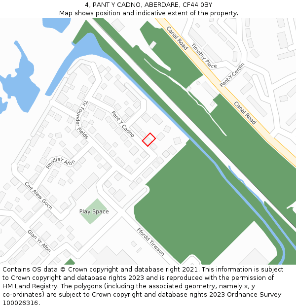 4, PANT Y CADNO, ABERDARE, CF44 0BY: Location map and indicative extent of plot