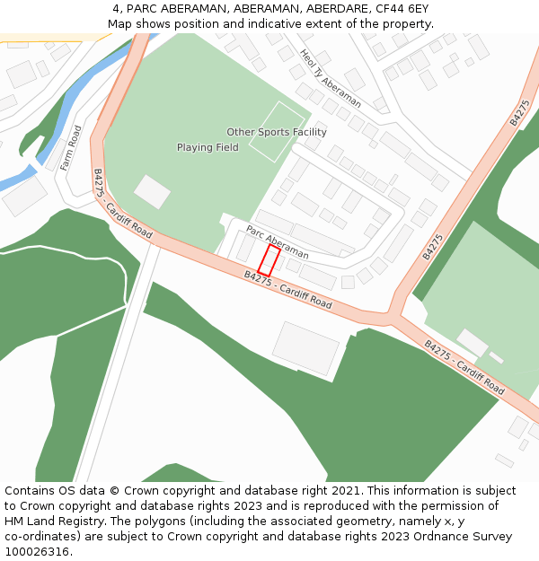 4, PARC ABERAMAN, ABERAMAN, ABERDARE, CF44 6EY: Location map and indicative extent of plot