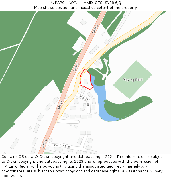 4, PARC LLWYN, LLANIDLOES, SY18 6JQ: Location map and indicative extent of plot