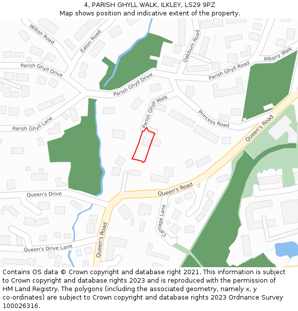 4, PARISH GHYLL WALK, ILKLEY, LS29 9PZ: Location map and indicative extent of plot