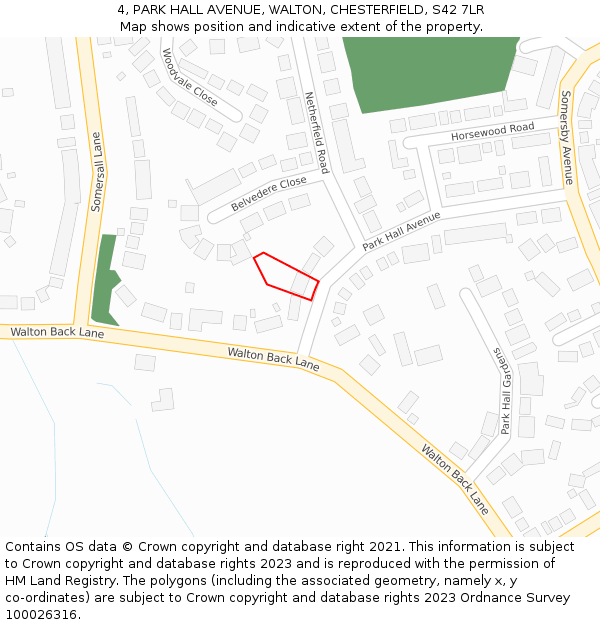 4, PARK HALL AVENUE, WALTON, CHESTERFIELD, S42 7LR: Location map and indicative extent of plot