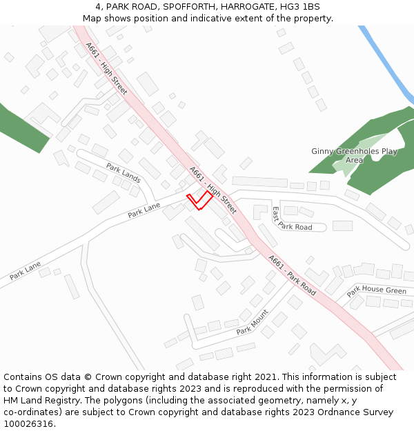 4, PARK ROAD, SPOFFORTH, HARROGATE, HG3 1BS: Location map and indicative extent of plot
