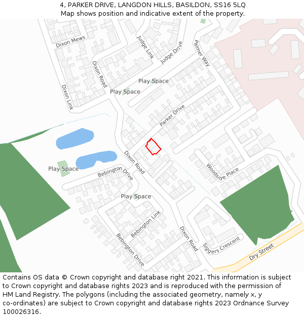 4, PARKER DRIVE, LANGDON HILLS, BASILDON, SS16 5LQ: Location map and indicative extent of plot