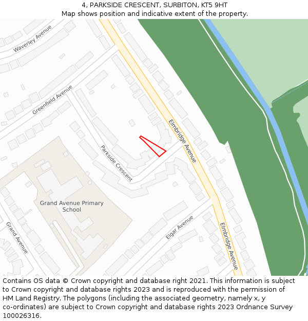 4, PARKSIDE CRESCENT, SURBITON, KT5 9HT: Location map and indicative extent of plot