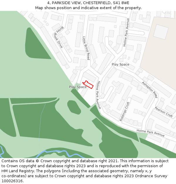 4, PARKSIDE VIEW, CHESTERFIELD, S41 8WE: Location map and indicative extent of plot
