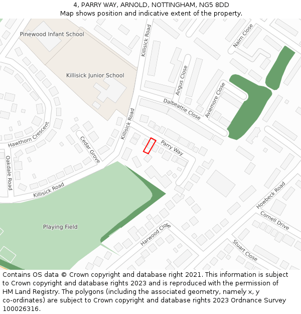 4, PARRY WAY, ARNOLD, NOTTINGHAM, NG5 8DD: Location map and indicative extent of plot