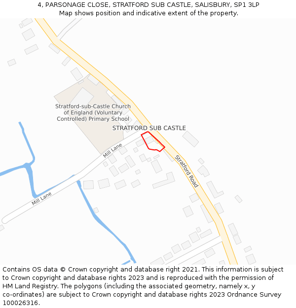 4, PARSONAGE CLOSE, STRATFORD SUB CASTLE, SALISBURY, SP1 3LP: Location map and indicative extent of plot